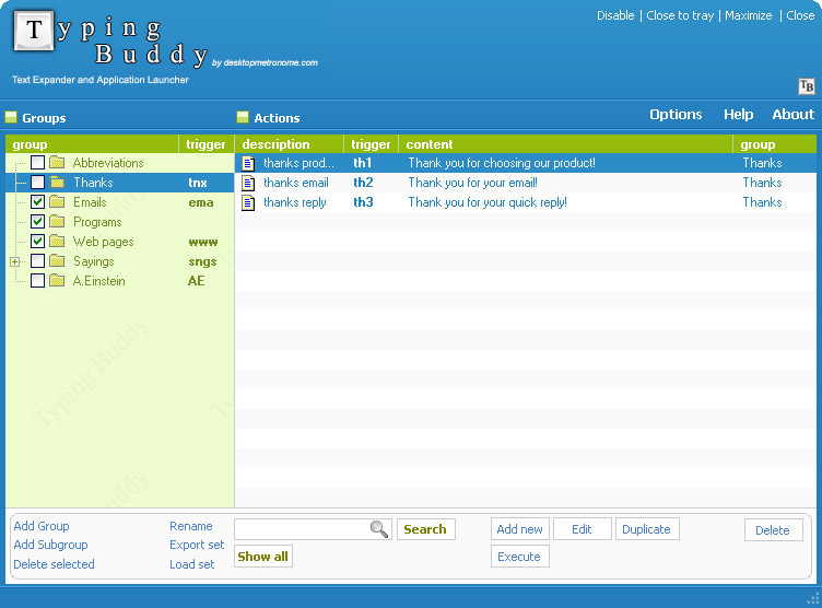 Text Expander and Application Launcher screenshot