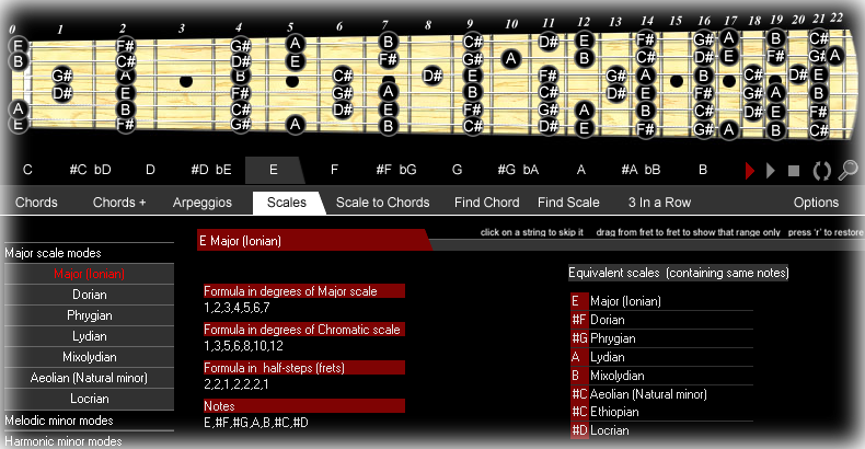 learn basic and exotic scales and their modes